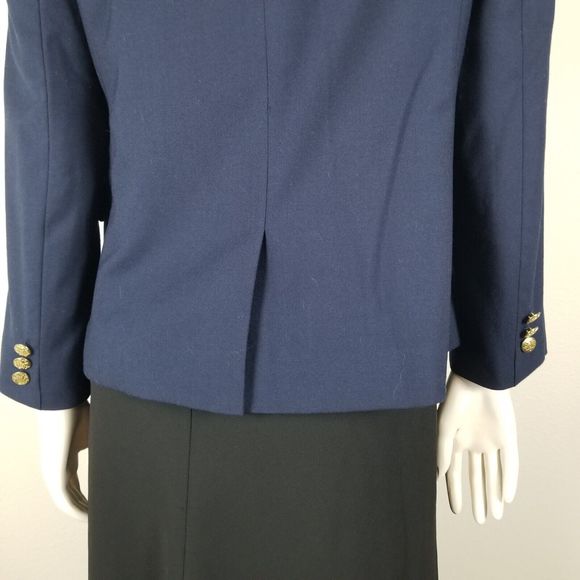 J. Crew Factory Navy Wool-Blend Gold Buttons Academia Career Blazer Sz 10 AZ565 - Picture 6 of 15